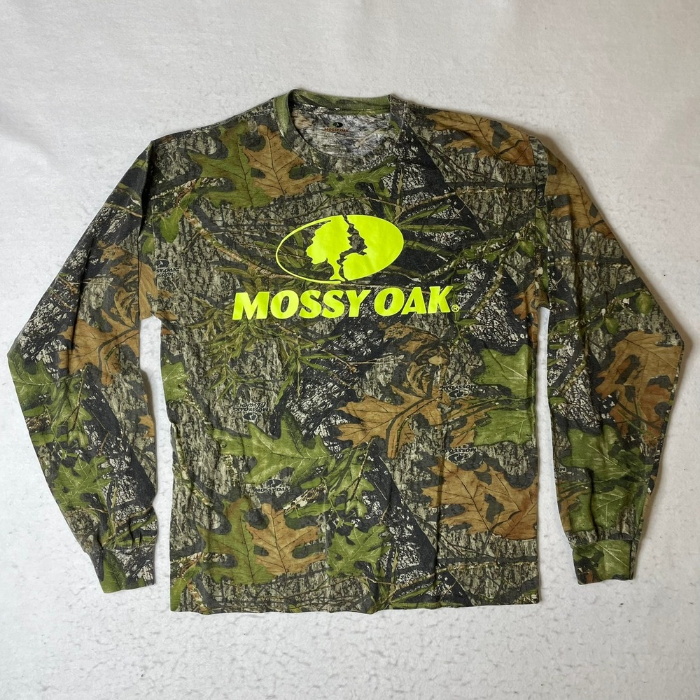 Mossy Oak Camo Long Sleeve T Shirt Adult Large Green Camouflage Outdoor